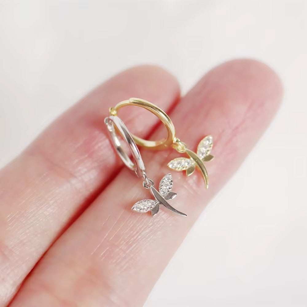 Lakes Crystal Dragonfly Hoops