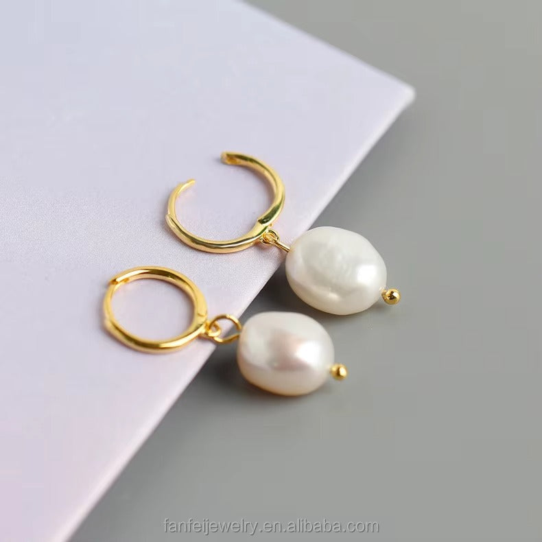 Aurora Pearl Drop	Hoops