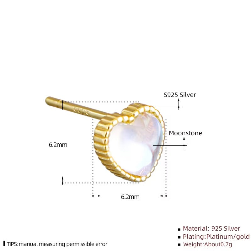 Bead Heart Shape Opal Studs