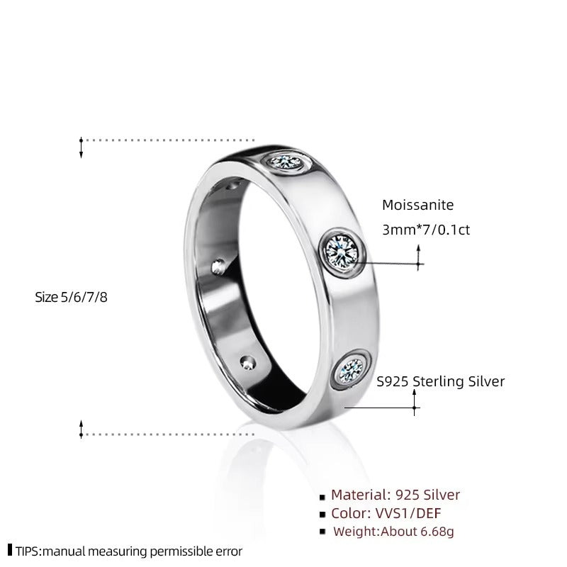 Gleam 1CTW Bezel-Set Endless Moissanite Radiance Band Ring in Size#6 & #7