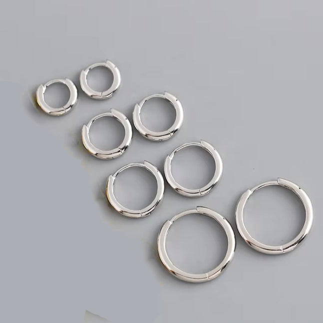 Milford Plain 10mm / 12mm / 14mm / 18mm Silver Hoops