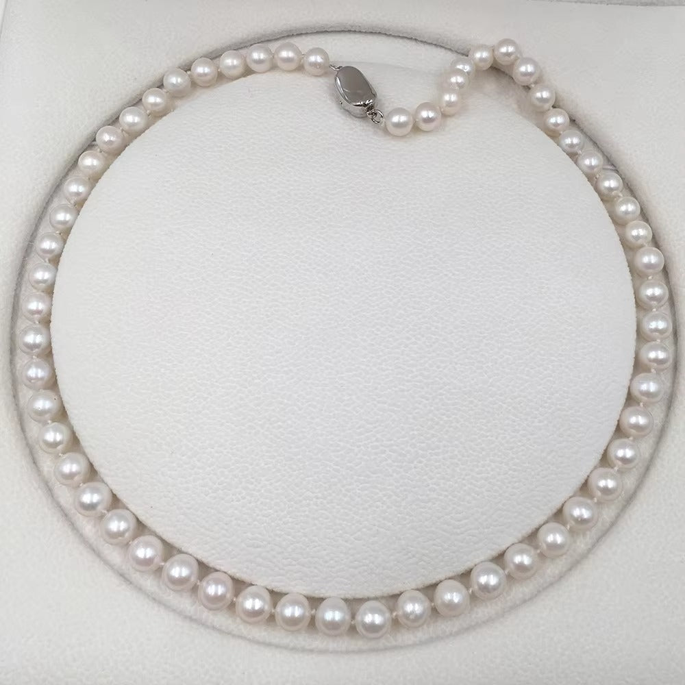 Tonka 925 Sterling Silver AAA Freshwater 9mm Pearls Necklace- 50cm Length