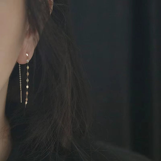 Logan Gold Sequin Chain Thread Drop EarRINGSs