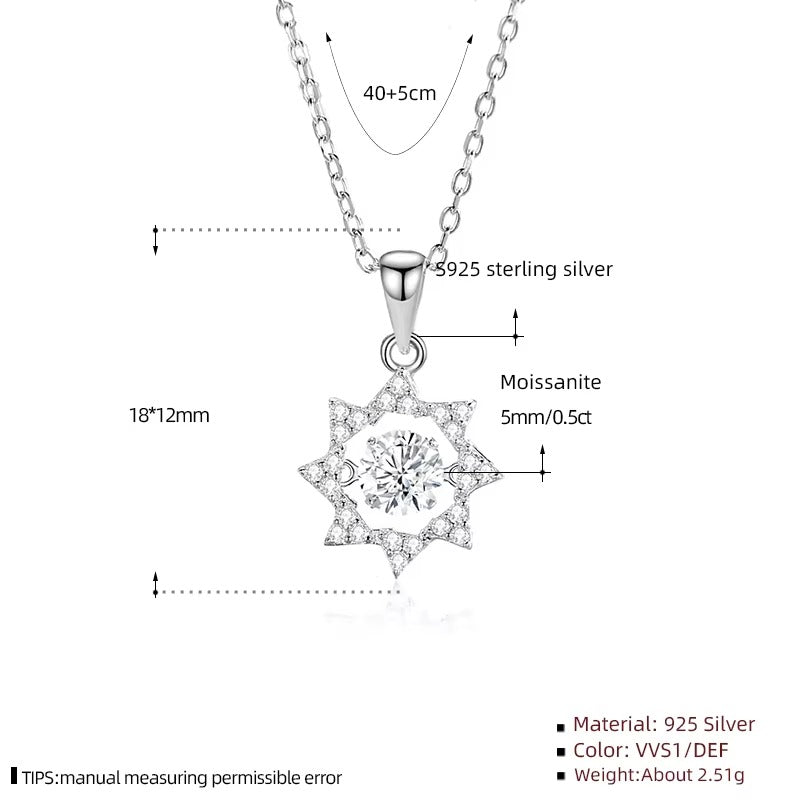Elite	1.2 CTW Moissanites in Sun Shape Pendant Necklace