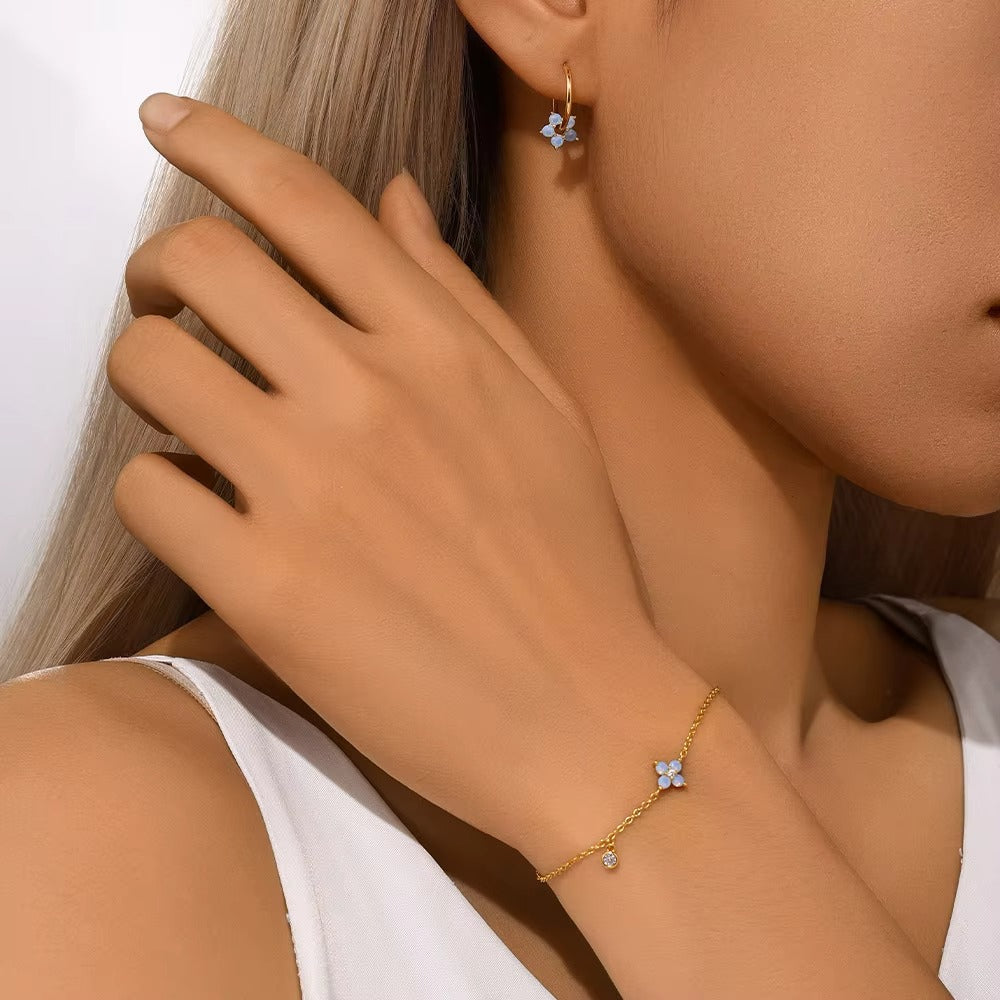 Petrise Blue Opal Clover Bracelet