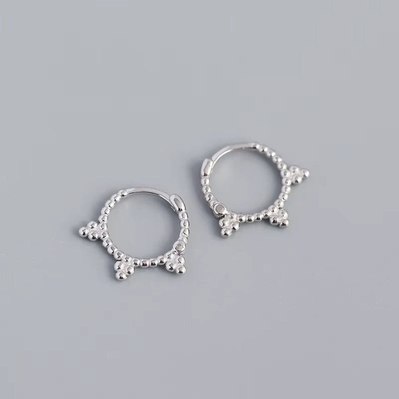 Manhattan Triangle Ball Bead Silver Hoops