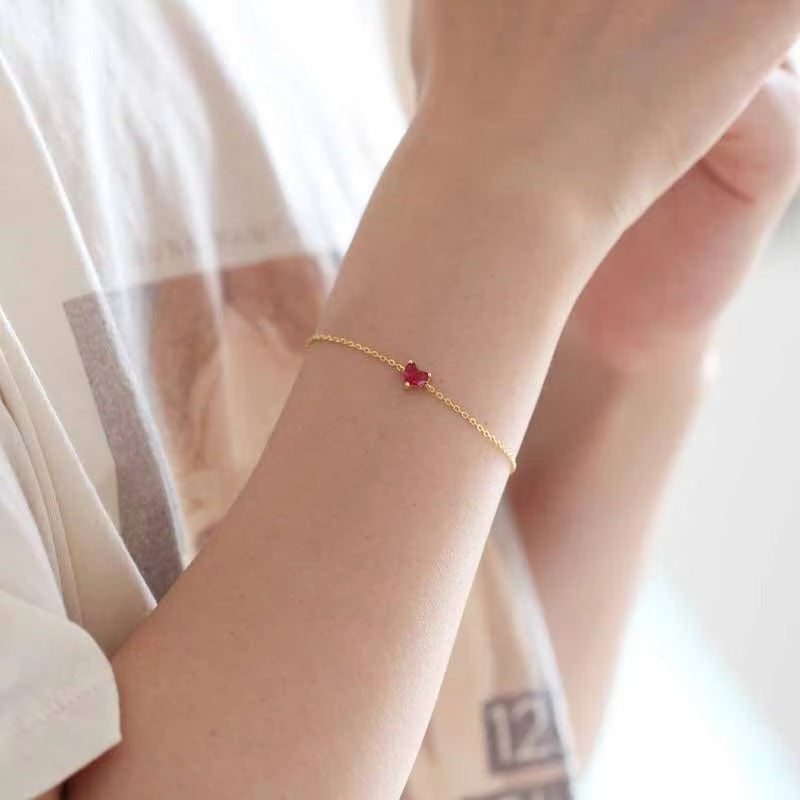 Kismet Red Ruby Heart Bracelet