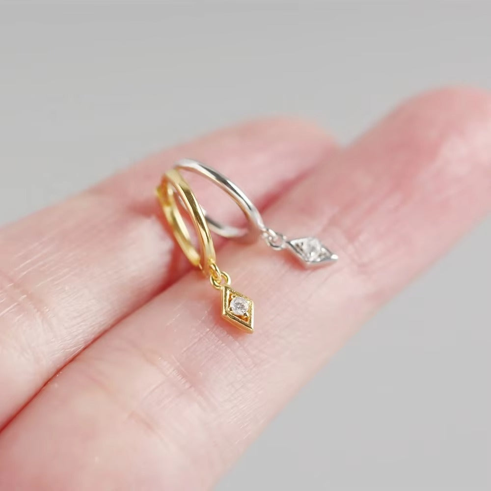 Oxford Diamond Drop Gold Hoops