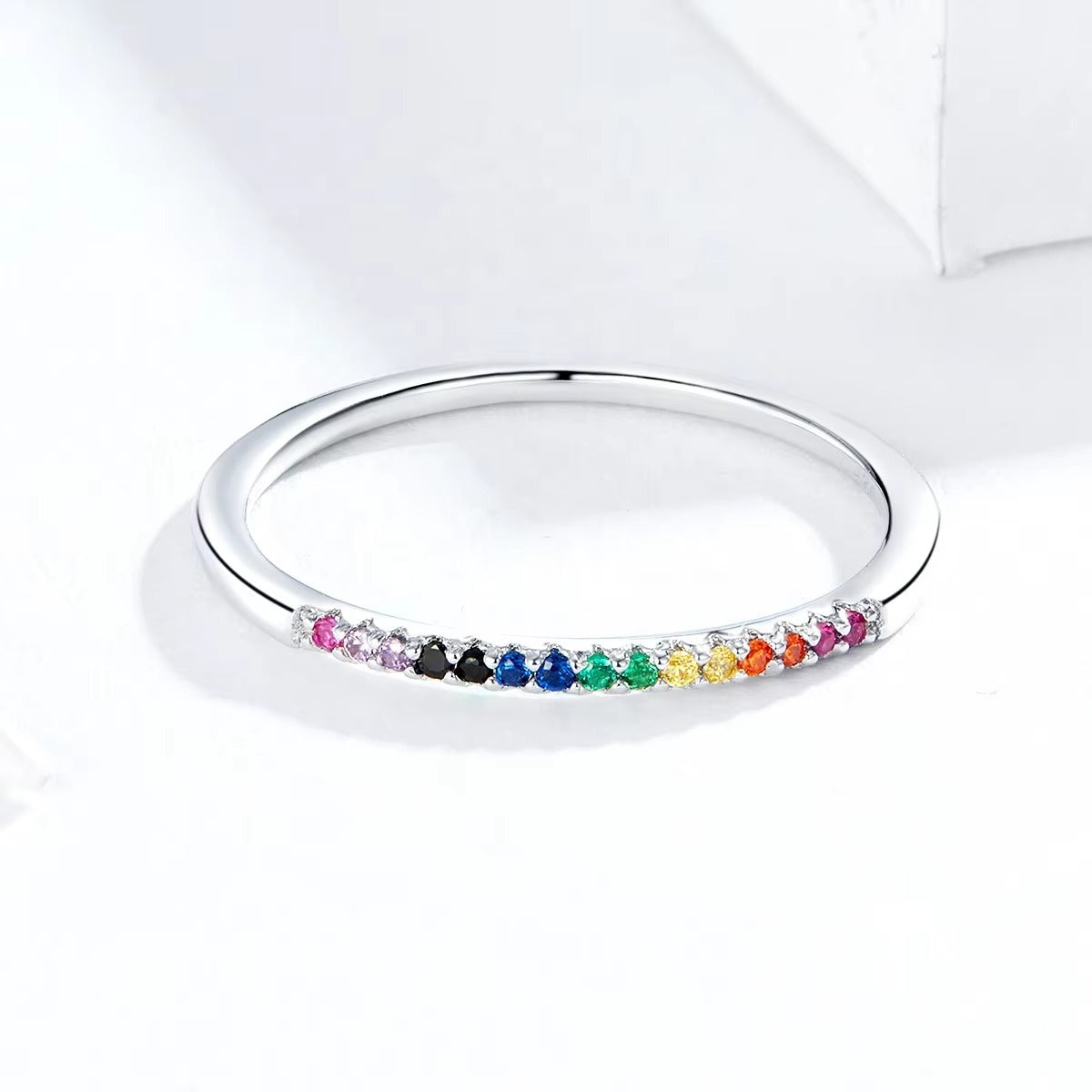 Raleigh Multicolor Stackable Adjustable Silver Ring