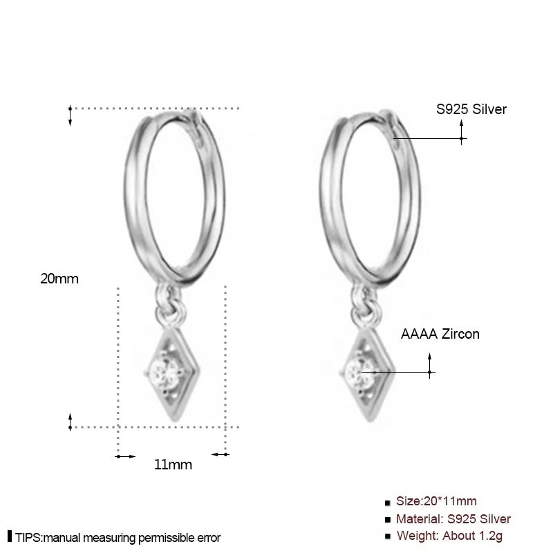 Oxford Diamond Drop Silver Hoops