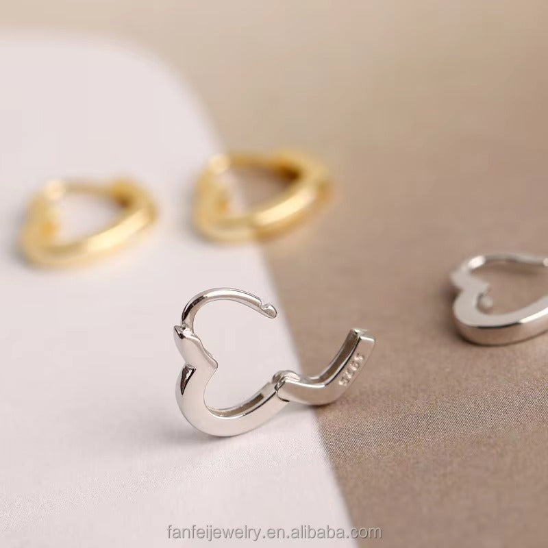 Austin Heart Shape Silver Hoops