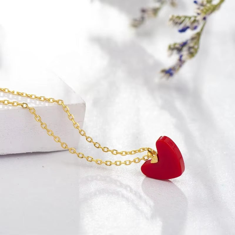 Cleo Red Heart Pendant Necklace
