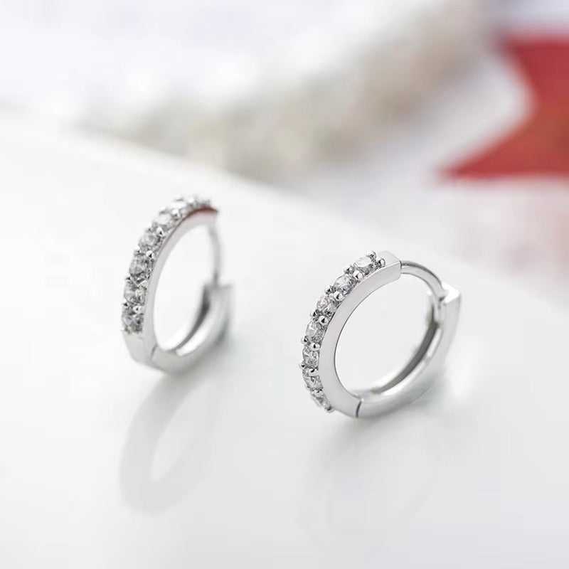 Moorhead Crystal Studded Silver Hoops
