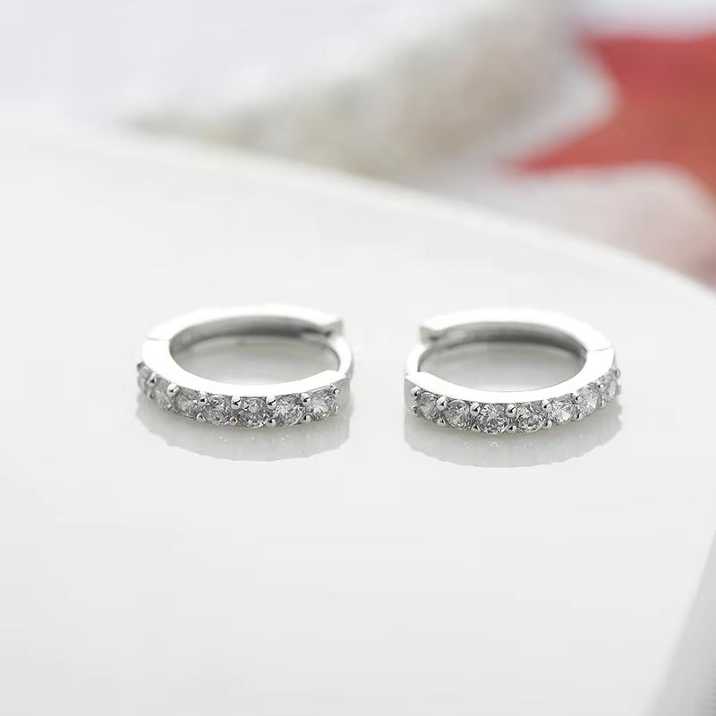 Moorhead Crystal Studded Silver Hoops