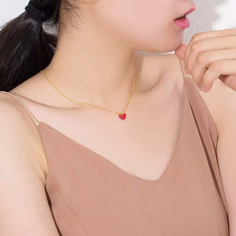 Cleo Red Heart Pendant Necklace