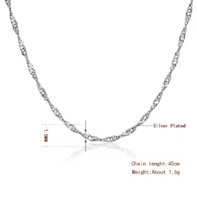 Roundie 	Singapore Chain Silver- 45cm + 5cm