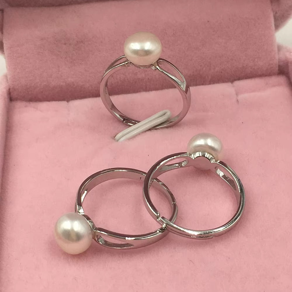 Oakie 18K Gold Sterling Silver AAA Freshwater 11mm Baroque Pearl Size Adjustable Ring