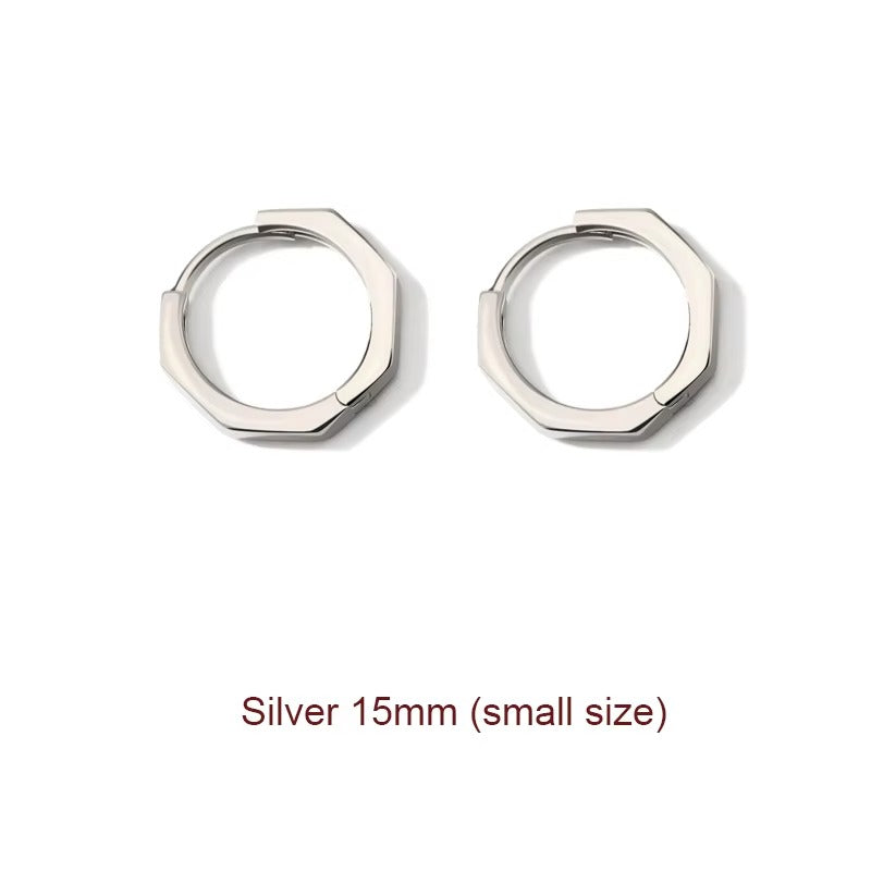 Moreno Geometric Silver 15mm Hoops