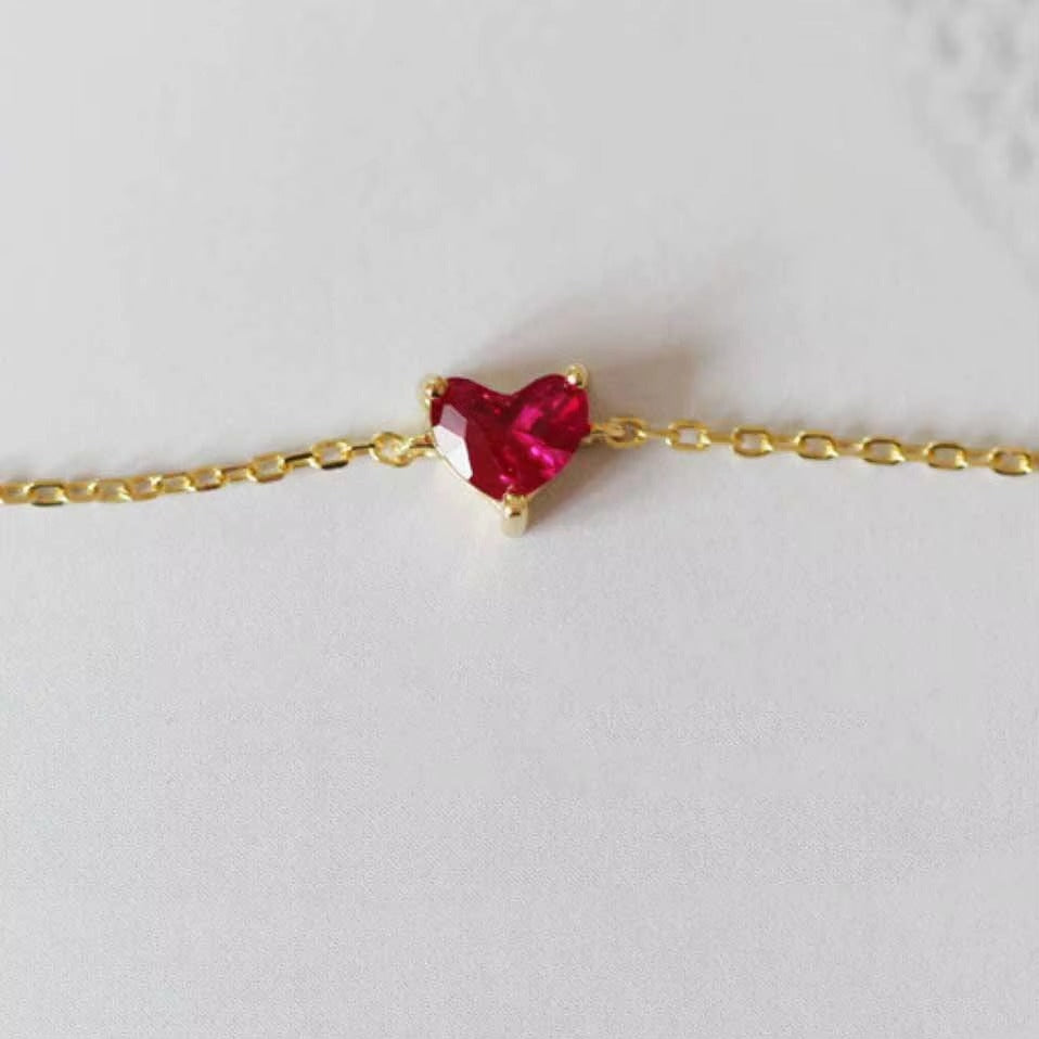 Kismet Red Ruby Heart Bracelet