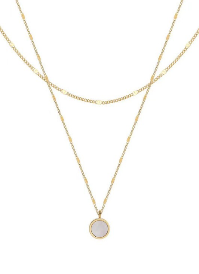 Doveo Shell Double Layer Necklace | Waterproof 18k Gold