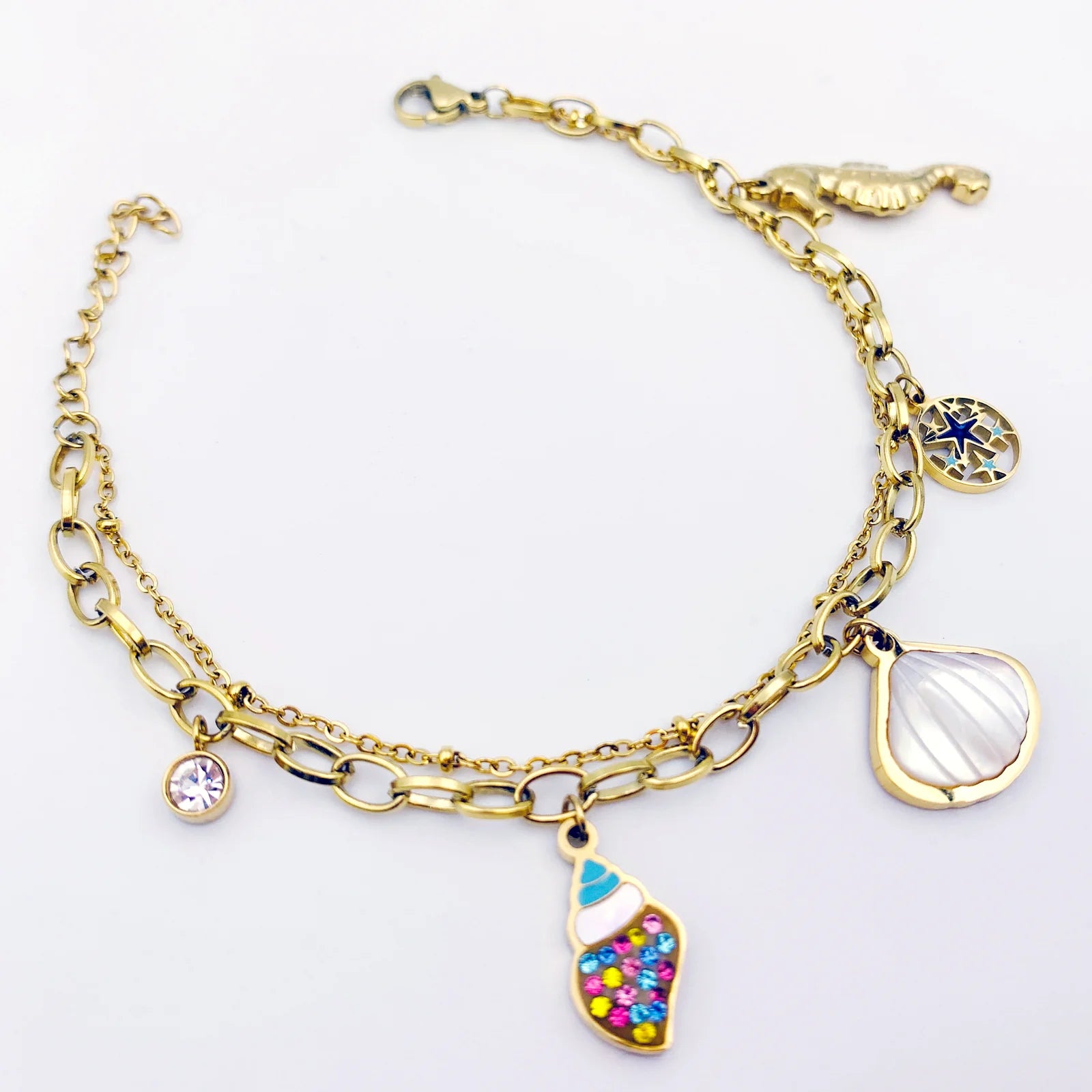 Harlow Ocean Charms Bracelet | Waterproof 18K Gold