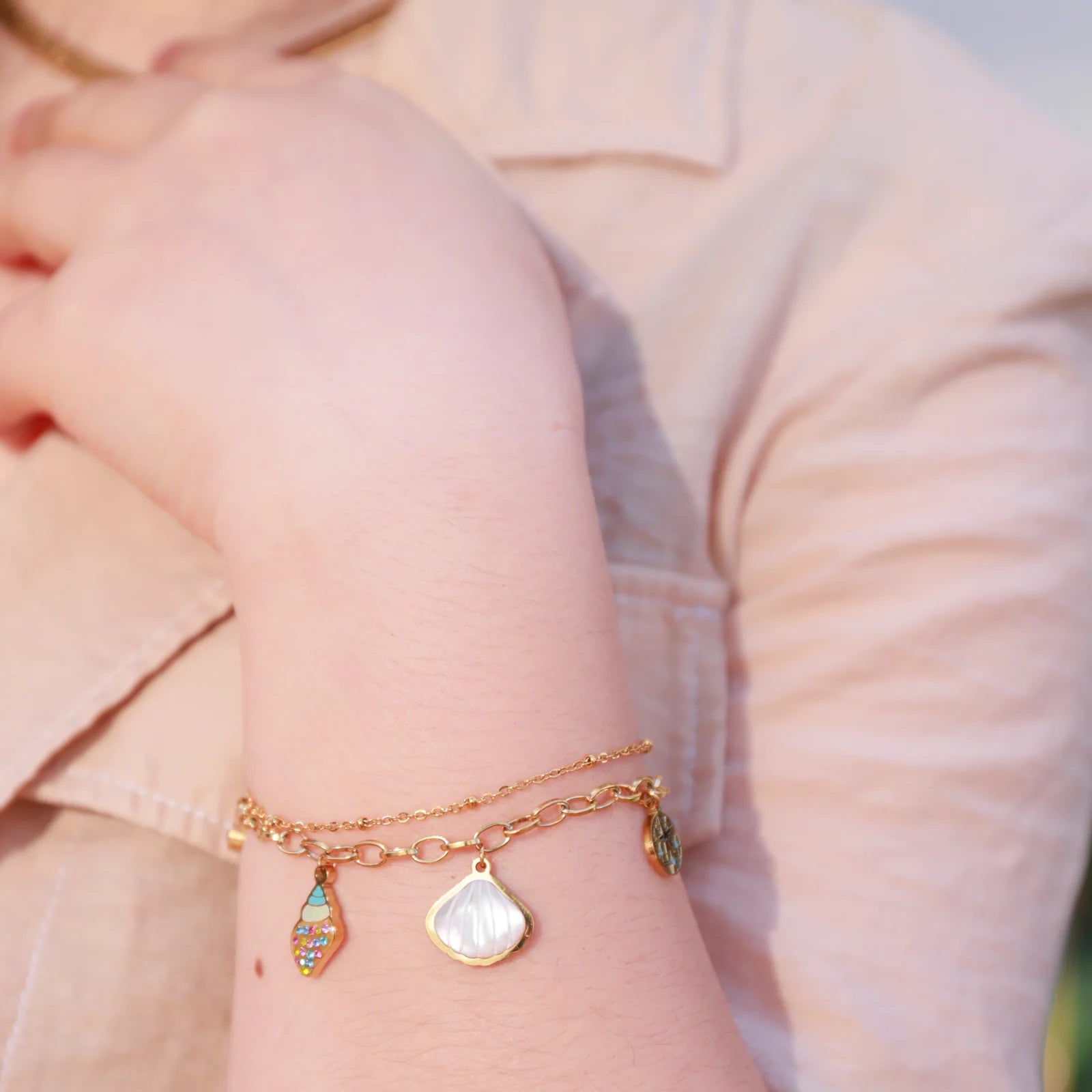 Harlow Ocean Charms Bracelet | Waterproof 18K Gold