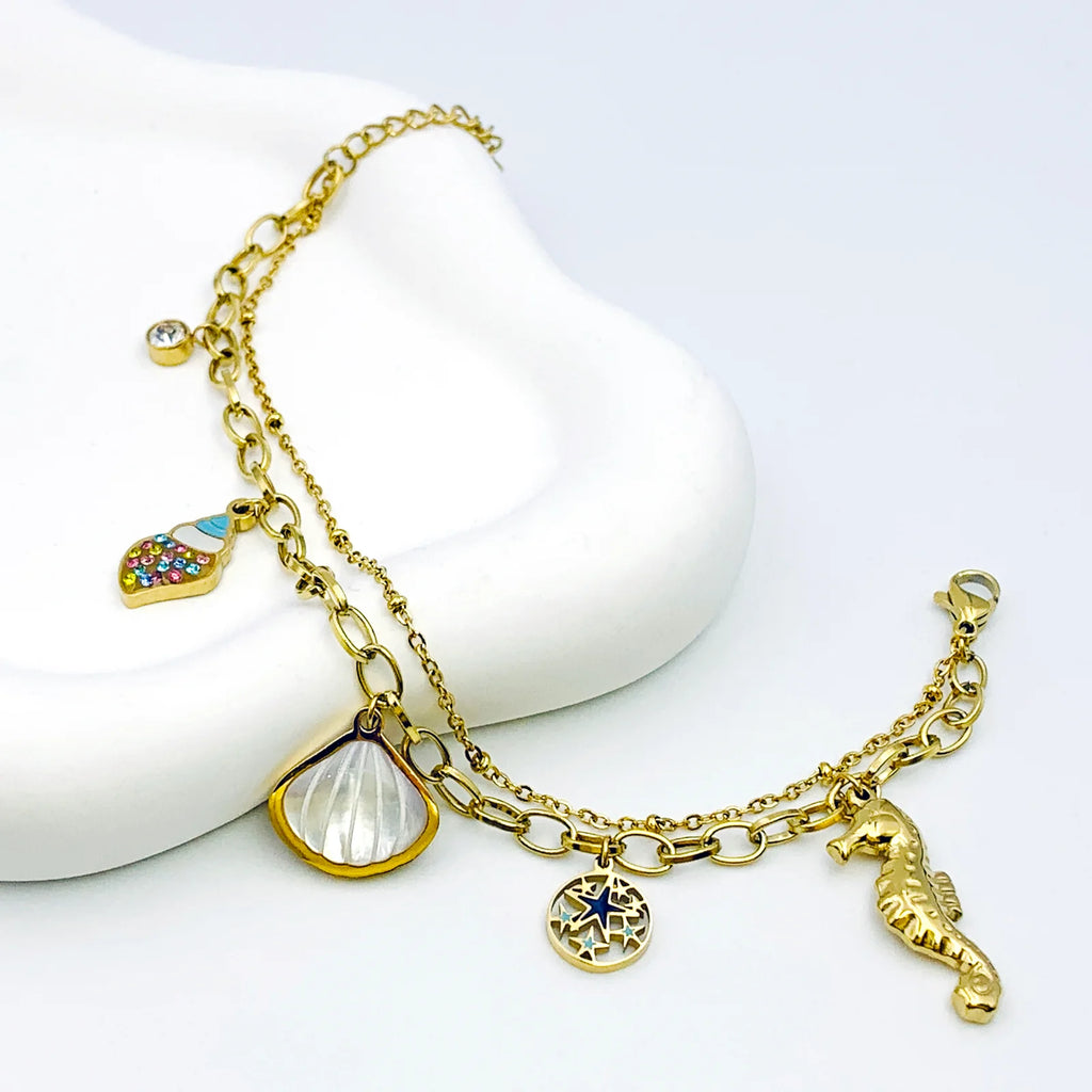 Harlow Ocean Charms Bracelet | Waterproof 18K Gold