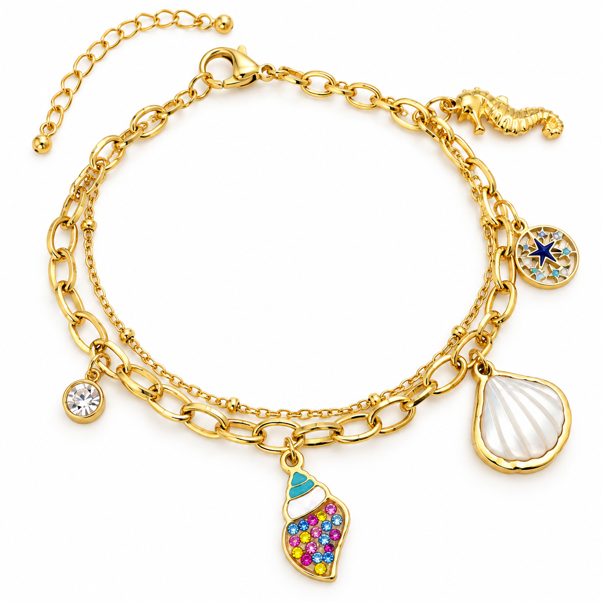 Harlow Ocean Charms Bracelet | Waterproof 18K Gold