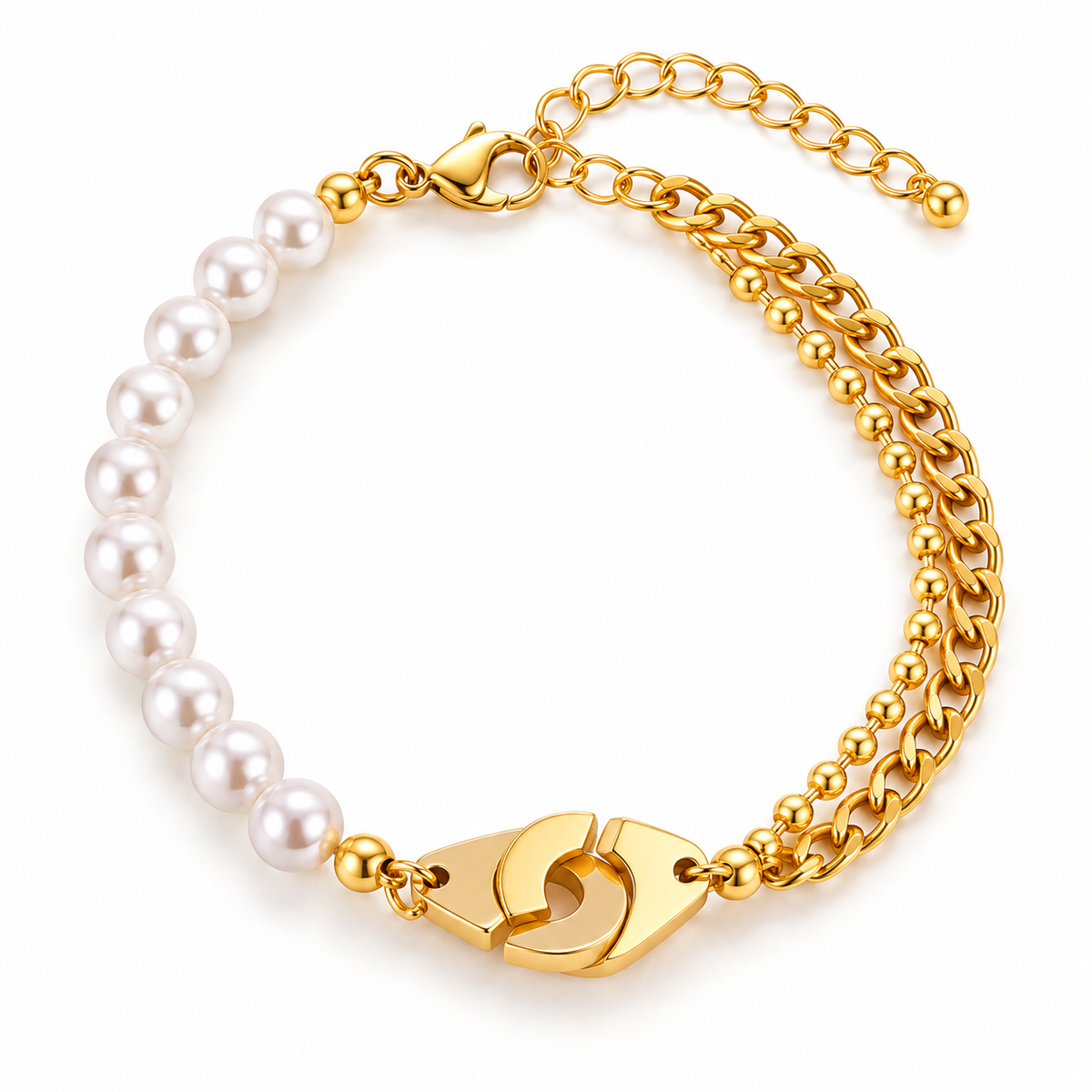 Hasel Handcuff Pearl Bracelet | Waterproof 18K Gold