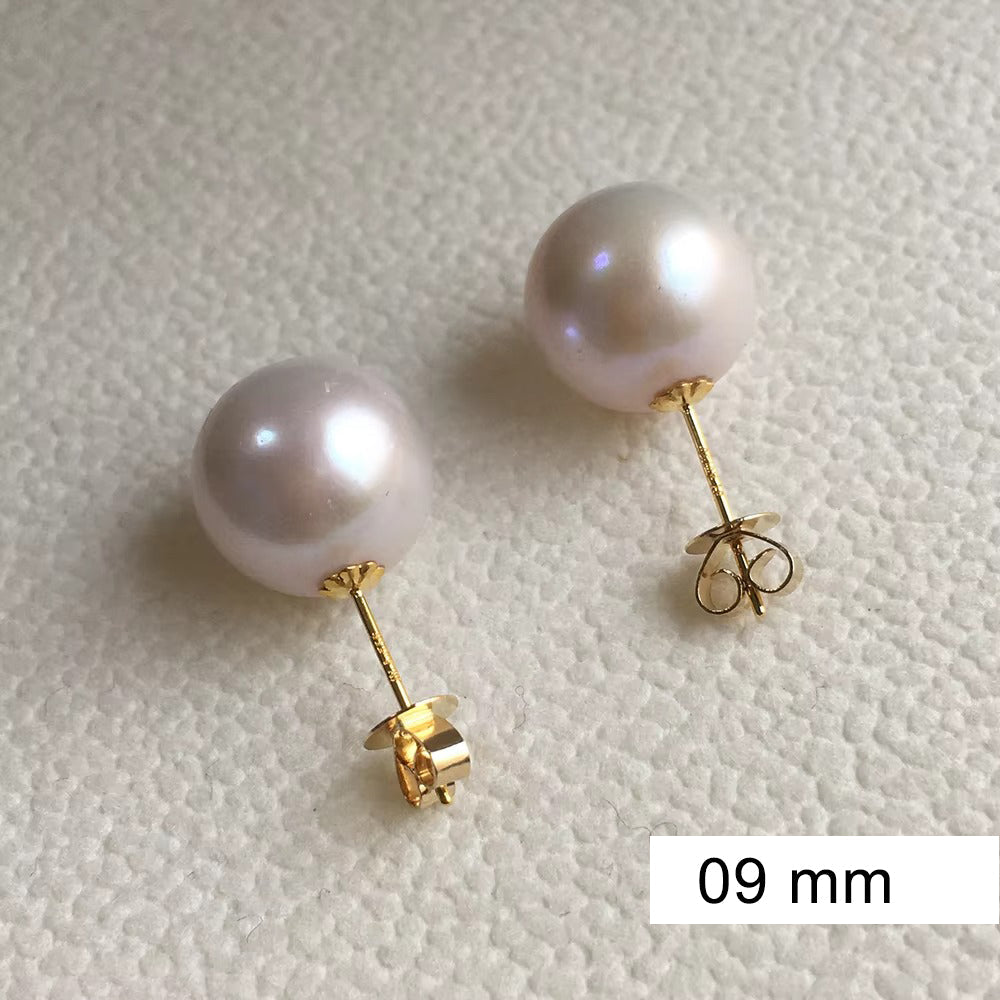 Maitland	18K Gold Sterling Silver AAA Freshwater 9mm Pearl Studs