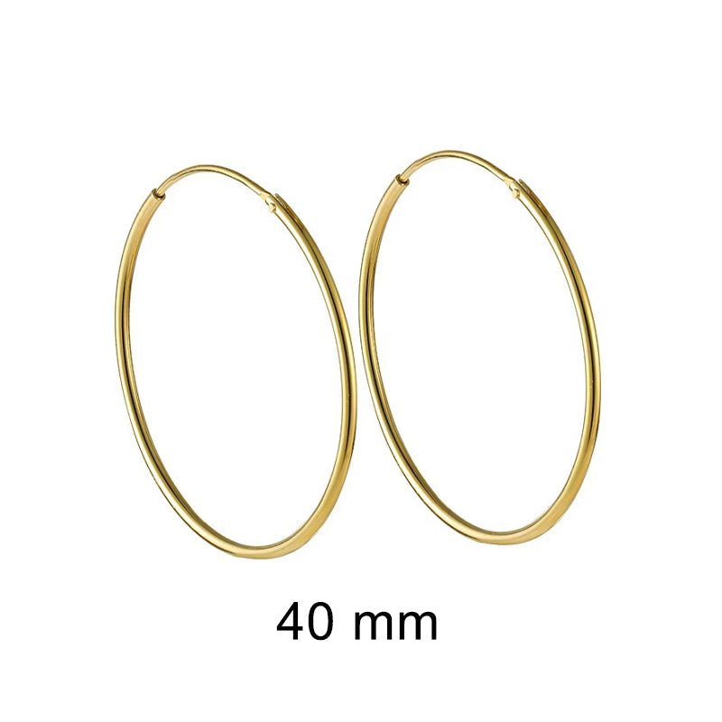 Laurel Simple Plain 40mm Gold Hoops