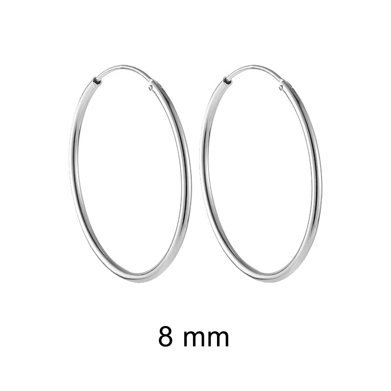 Laurel Simple Plain 8mm Silver Helix Hoops