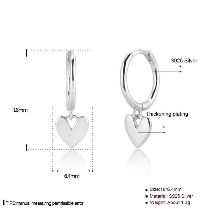 Orleana Love Heart Silver Hoops