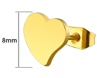 Ariana Love Heart Studs | Waterproof 18k Gold & Silver