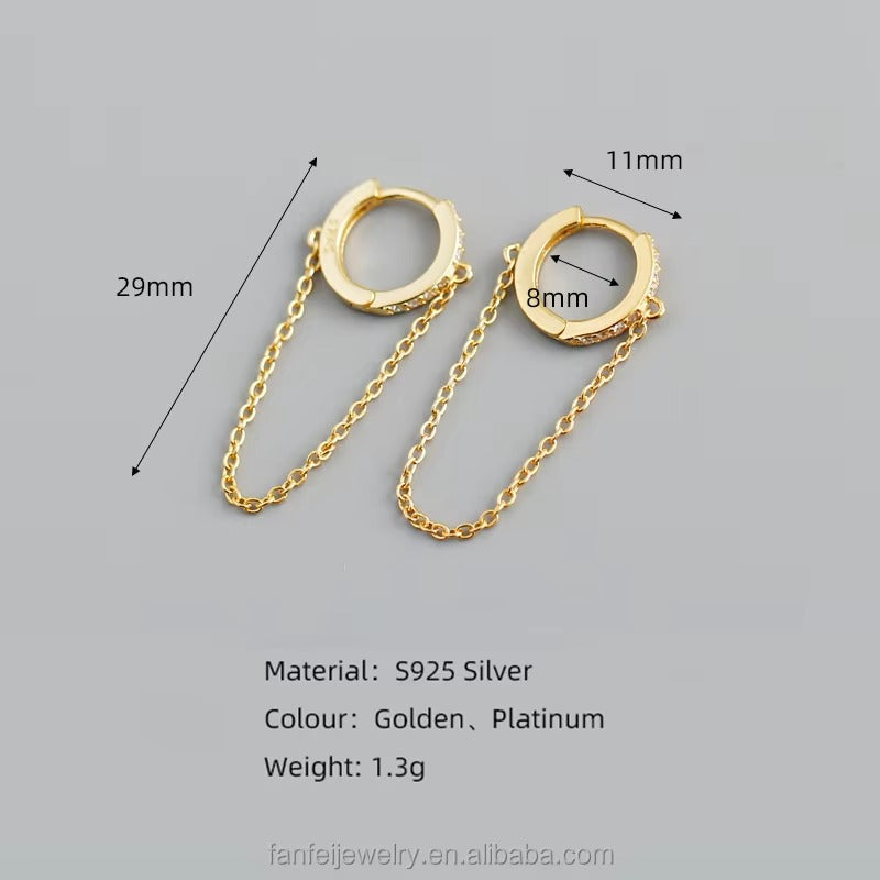 Avondale Crystal Hanging Chain Hoops