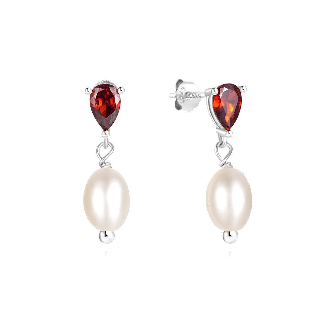 Zira	Red Ruby Pearl Drops earrings