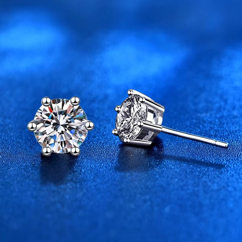 Drape 0.3 Carat Round Shape Four Prong Moissanite Solitaire Stud Earrings