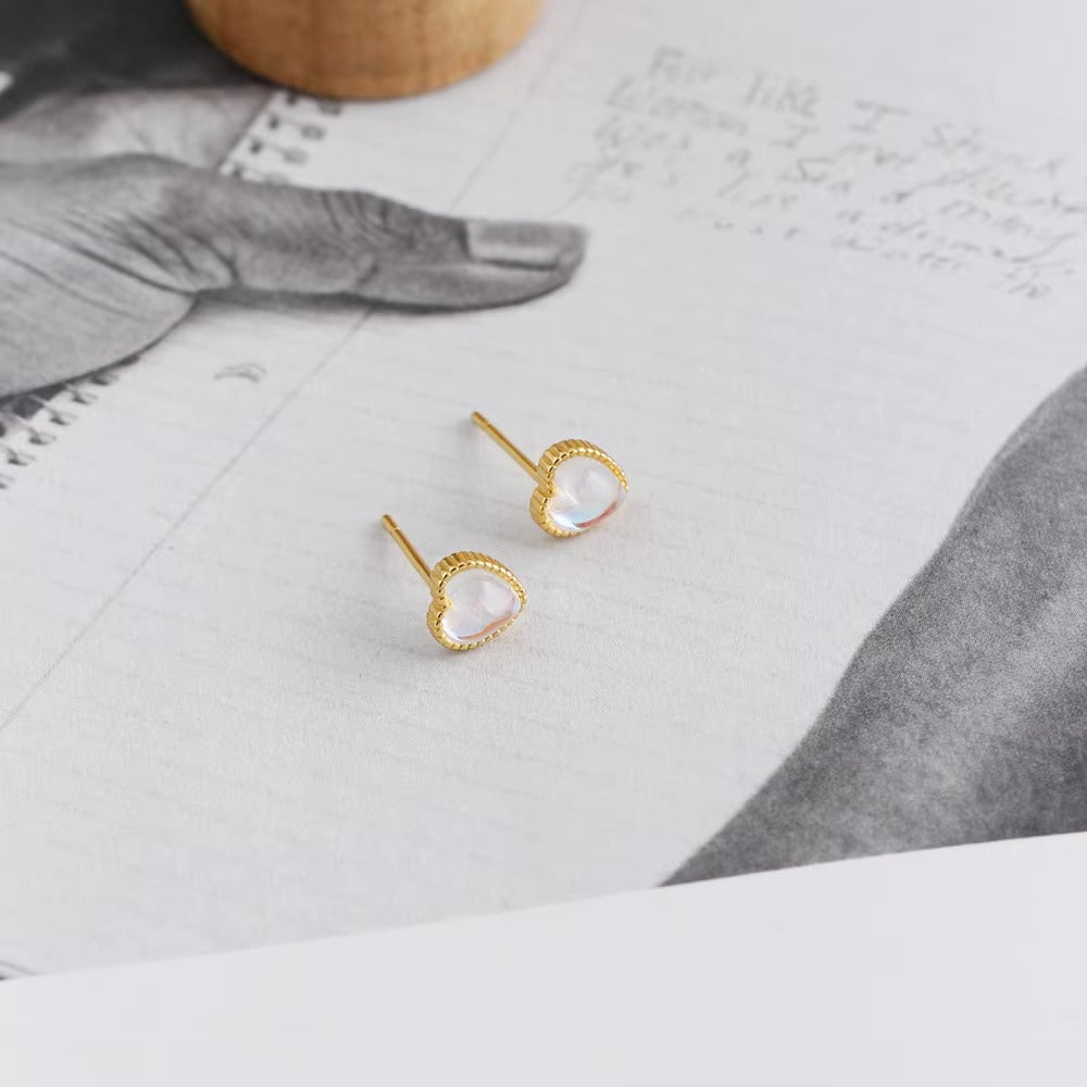 Bead Heart Shape Opal Studs