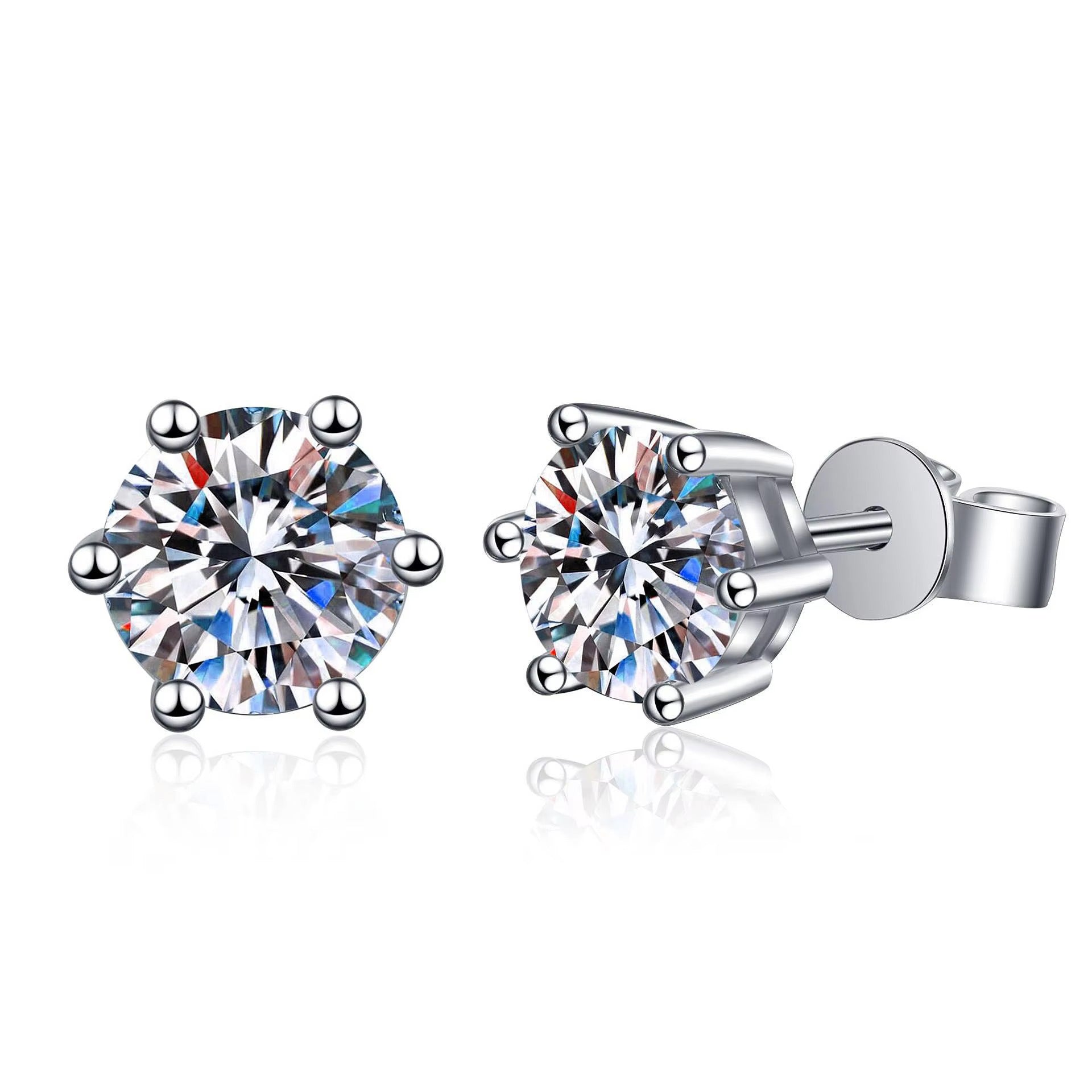 Drape 0.3 Carat Round Shape Four Prong Moissanite Solitaire Stud Earrings