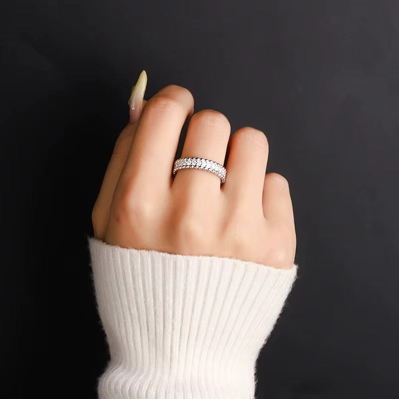 Gilded Unbroken Stream of Moissanite Light Band Ring in Size#5 & #6