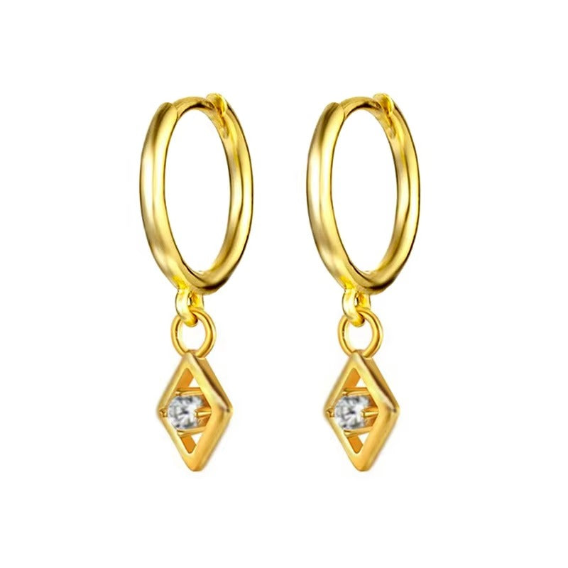 Oxford Diamond Drop Gold Hoops