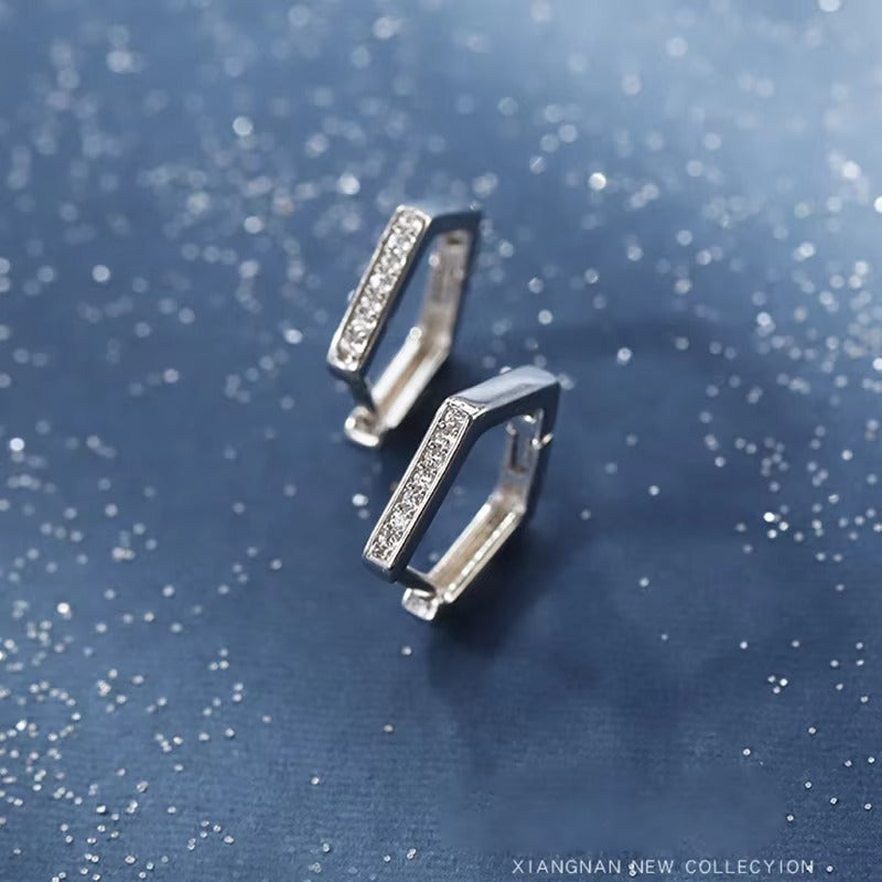 Andoveri Silver Paved Triangular Hoops