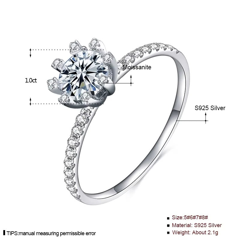 Heart 1CT Soloitaire Moissanite Brilliance	Ring in Size#5, & #6