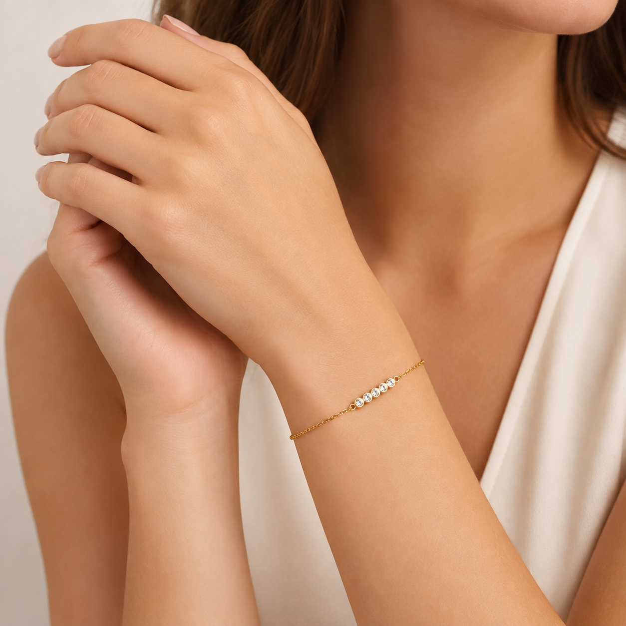 Hermes 4 Stone Gold Bracelet | Waterproof 18K Gold & Silver