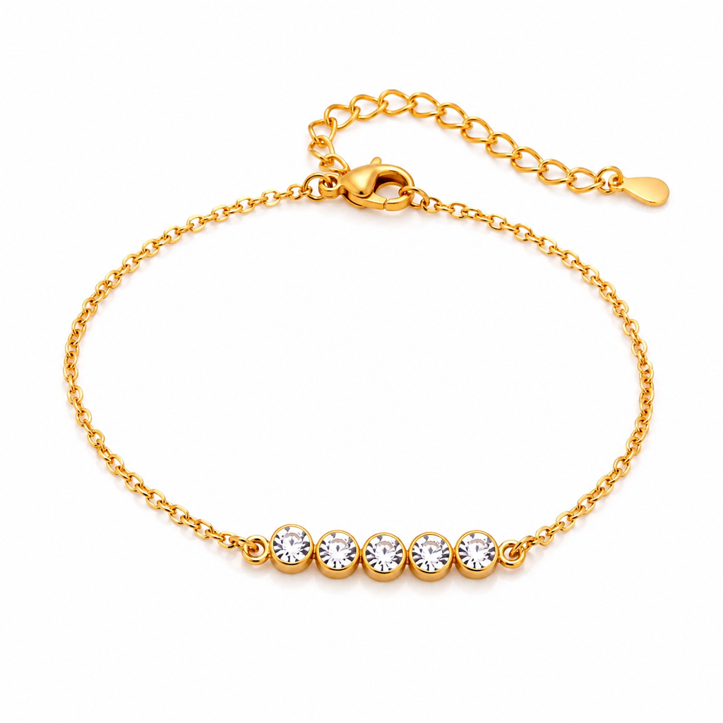 Hermes 4 Stone Gold Bracelet | Waterproof 18K Gold & Silver