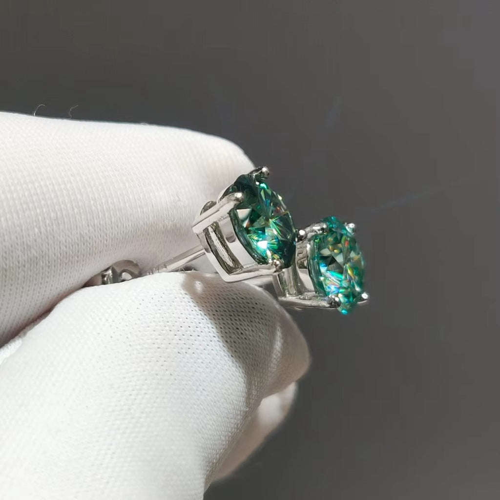 Felicity 1 CTW Green Moissanite Solitaire Stud Earrings