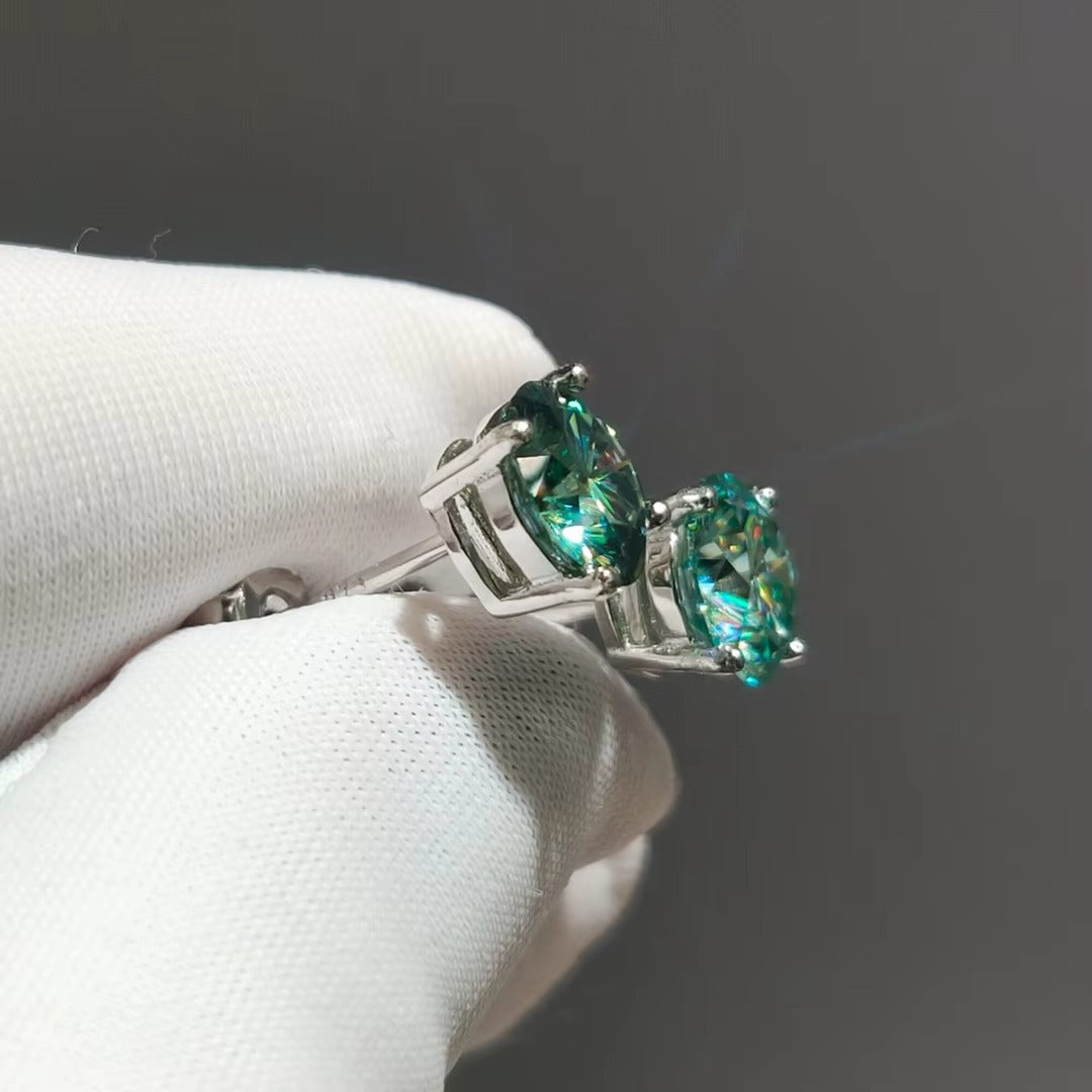 Felicity 1 CTW Green Moissanite Solitaire Stud Earrings