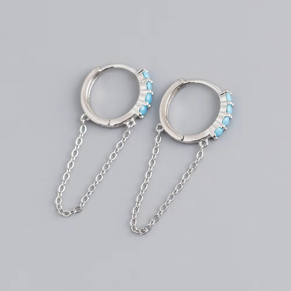 Medford	Turquoise Chain Silver	Hoops