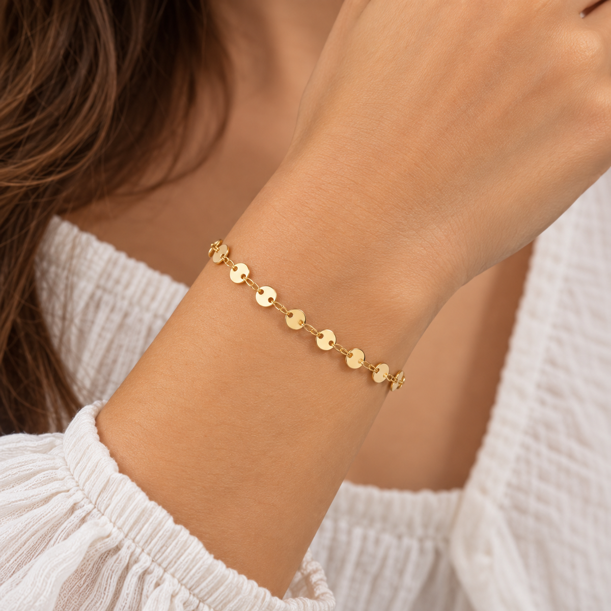 Hollis Disc Chain Bracelet | Waterproof 18k Gold & Silver