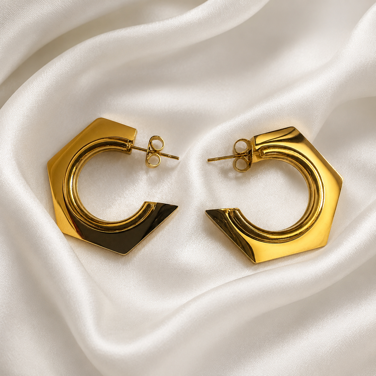 Karma Octagon Hoops | Waterproof 18K Gold